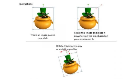 Stock Photo Pot Full With Gold And Green Hat PowerPoint Slide