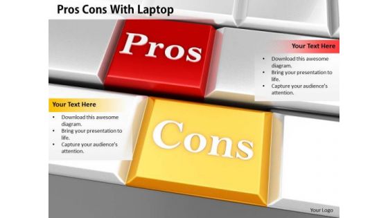 Stock Photo Pros Cons Text On Computer Keys PowerPoint Slide