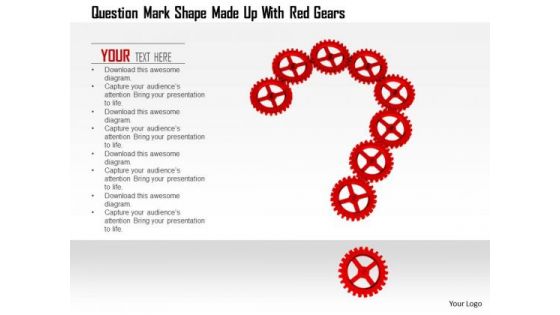 Stock Photo Question Mark Shape Made Up With Red Gears PowerPoint Slide