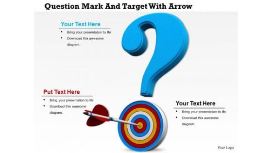 Stock Photo Questionmark With Arrow On Target PowerPoint Slide