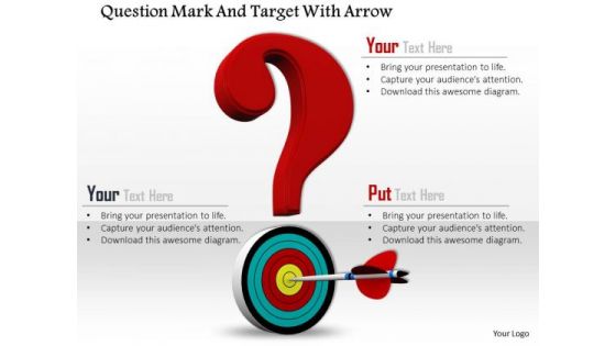 Stock Photo Questionmark With Target And Arrow PowerPoint Slide