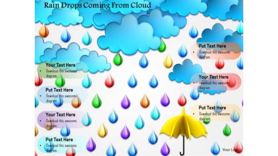 Stock Photo Rain Drops Coming From Cloud PowerPoint Slide