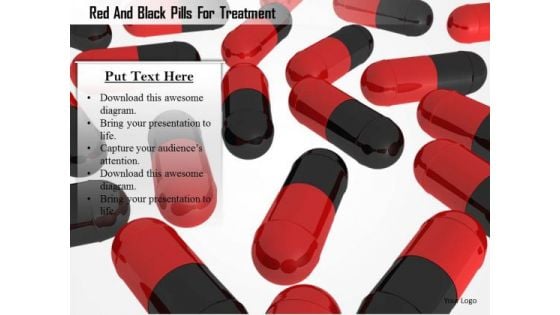 Stock Photo Red And Black Pills For Treatment PowerPoint Slide