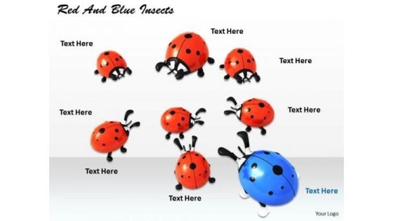 Stock Photo Red And Blue Insects PowerPoint Template