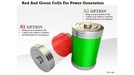 Stock Photo Red And Green Cells For Power Genetation PowerPoint Slide