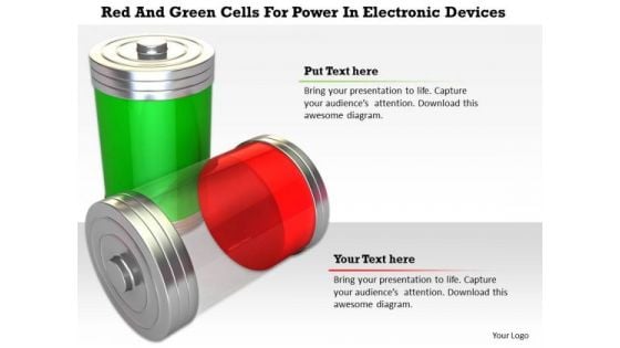 Stock Photo Red And Green Cells For Power In Electronic Devices PowerPoint Slide