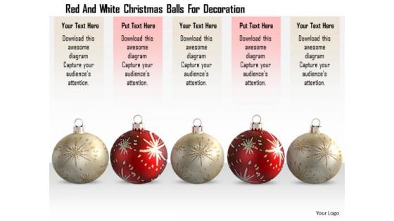 Stock Photo Red And White Christmas Balls For Decoration PowerPoint Slide