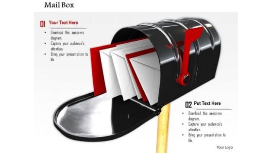 Stock Photo Red And White Envelopes In Mail Box PowerPoint Slide