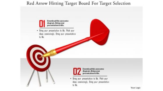 Stock Photo Red Arrow Hitting Target Board For Target Selection PowerPoint Slide