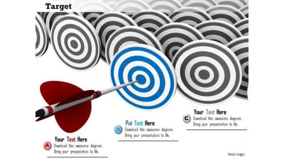 Stock Photo Red Arrow On Blue Target PowerPoint Slide