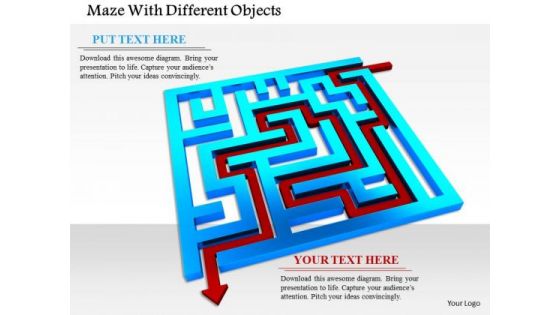 Stock Photo Red Arrow Showing Solution Path In Maze PowerPoint Slide Stock Photo Red Arrow Showing Solution Path In Maze PowerPoint Slide
