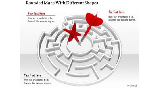 Stock Photo Red Arrows In Center Of Maze PowerPoint Slide