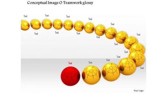 Stock Photo Red Ball Ahead Of Yellow Balls PowerPoint Slide