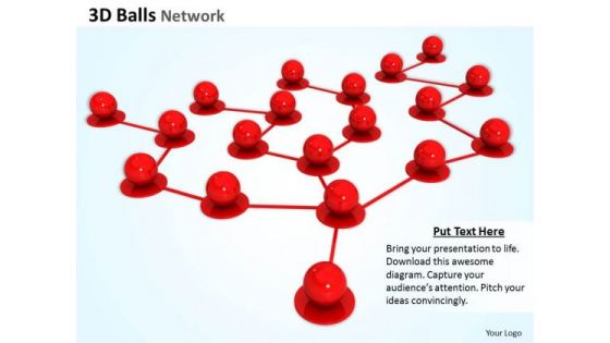 Stock Photo Red Balls In Network PowerPoint Slide