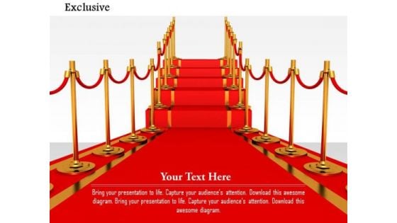 Stock Photo Red Carpet With Golden Staircase PowerPoint Slide