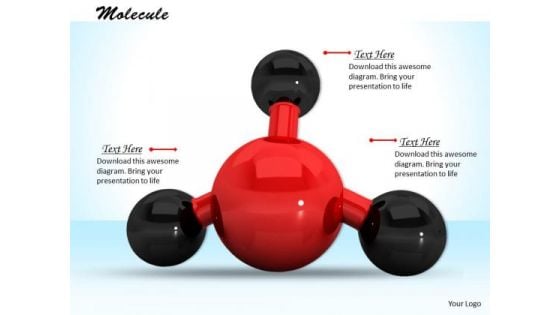 Stock Photo Red Color 3d Molecule PowerPoint Slide