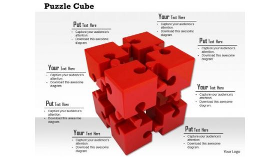 Stock Photo Red Cube Of Puzzle Pieces PowerPoint Slide