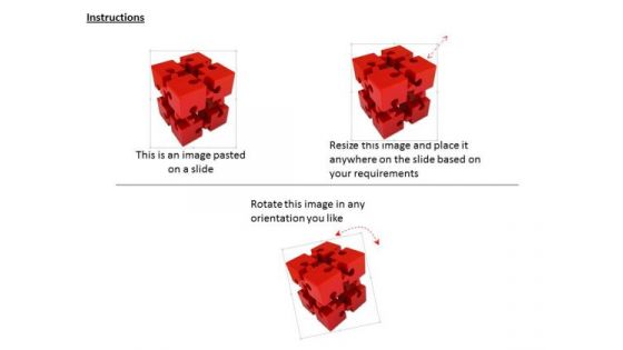 Stock Photo Red Cube Of Puzzle Pieces PowerPoint Slide