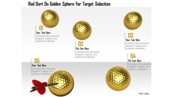 Stock Photo Red Dart On Golden Sphere For Target Selection PowerPoint Slide
