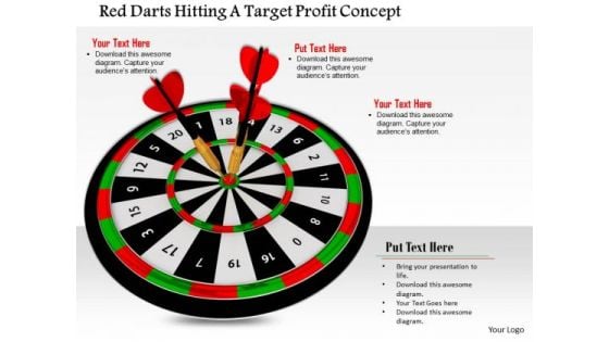 Stock Photo Red Darts Hitting A Target Profit Concept PowerPoint Slide