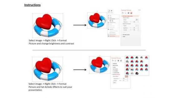Stock Photo Red Heart Symbol In Lifesaving Belt PowerPoint Slide