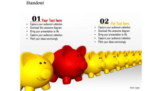 Stock Photo Red Piggy Stand Out From Others PowerPoint Slide