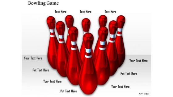 Stock Photo Red Pins For Bowling Game PowerPoint Slide