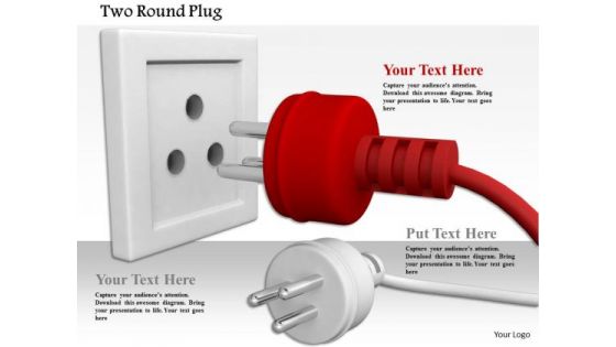 Stock Photo Red Plug Leading Ahead Towards Socket PowerPoint Slide