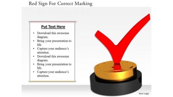 Stock Photo Red Sign For Correct Marking PowerPoint Slide