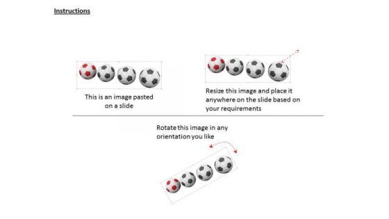 Stock Photo Red Soccer Ball Leading Other Balls PowerPoint Slide