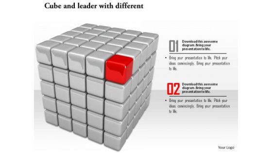 Stock Photo Red Unique Leader Cube Conceptual Image PowerPoint Slide