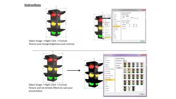 Stock Photo Red Yellow And Green Signals For Traffic PowerPoint Slide