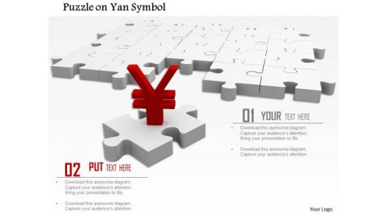 Stock Photo Red Yen Symbol On Puzzle Piece PowerPoint Slide