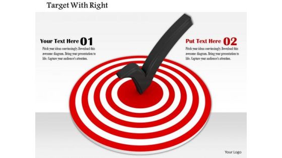 Stock Photo Right Tick Symbol On Red Target Pwerpoint Slide