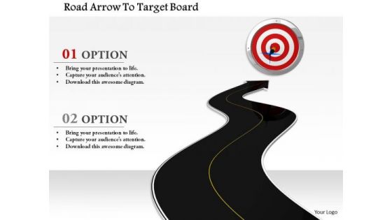 Stock Photo Road Arrow To Target Board PowerPoint Slide