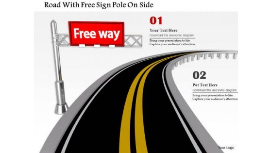 Stock Photo Road With Free Sign Pole On Side PowerPoint Slide