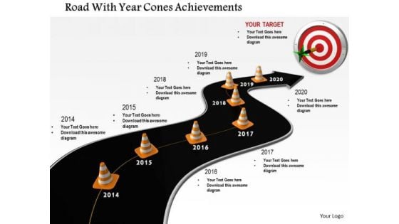 Stock Photo Road With Year Cones Achievements PowerPoint Slide
