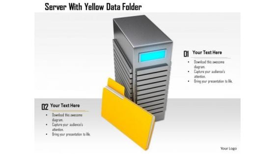 Stock Photo Server With Yellow Data Folder PowerPoint Slide