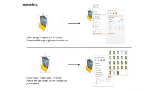 Stock Photo Server With Yellow Data Folder PowerPoint Slide