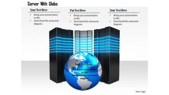 Stock Photo Servers Around Globe For Network PowerPoint Slide