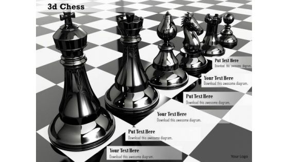 Stock Photo Set Of Chess Pieces On Chess Board PowerPoint Slide