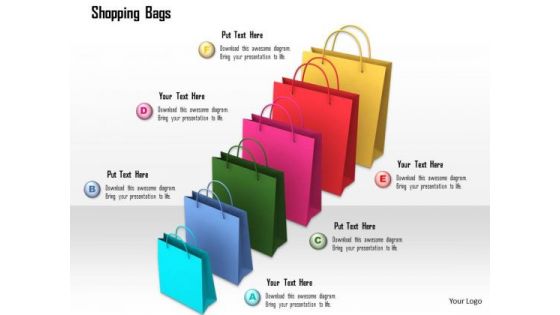 Stock Photo Shopping Bags In Increasing Order PowerPoint Slide