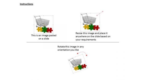 Stock Photo Shopping Cart With Colorful Puzzles PowerPoint Slide