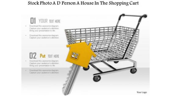 Stock Photo Shopping Cart With Home Icon Key PowerPoint Slide