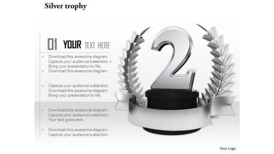 Stock Photo Silver Laurel Trophy For Winner Of 2nd Position PowerPoint Slide