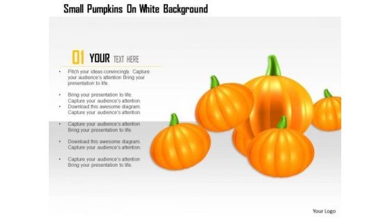 Stock Photo Small Pumpkins On White Background PowerPoint Slide Stock Photo Small Pumpkins On White Background PowerPoint Slide