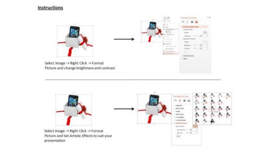 Stock Photo Smart Phone And Gift Box For Mobile PowerPoint Slide