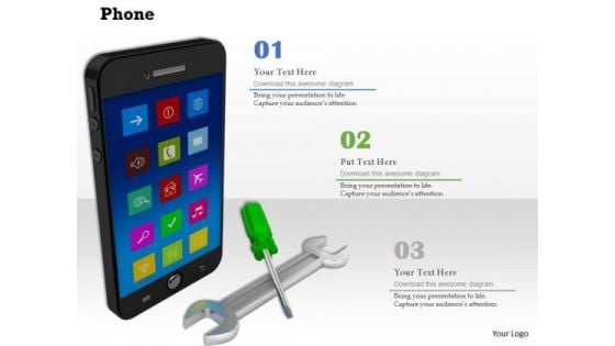 Stock Photo Smartphone Service Tools PowerPoint Slide