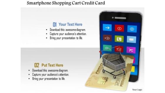 Stock Photo Smartphone Shopping Cart Credit Card PowerPoint Slide