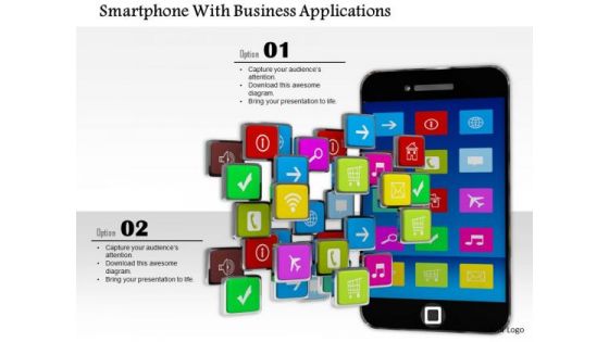 Stock Photo Smartphone With Business Applications PowerPoint Slide